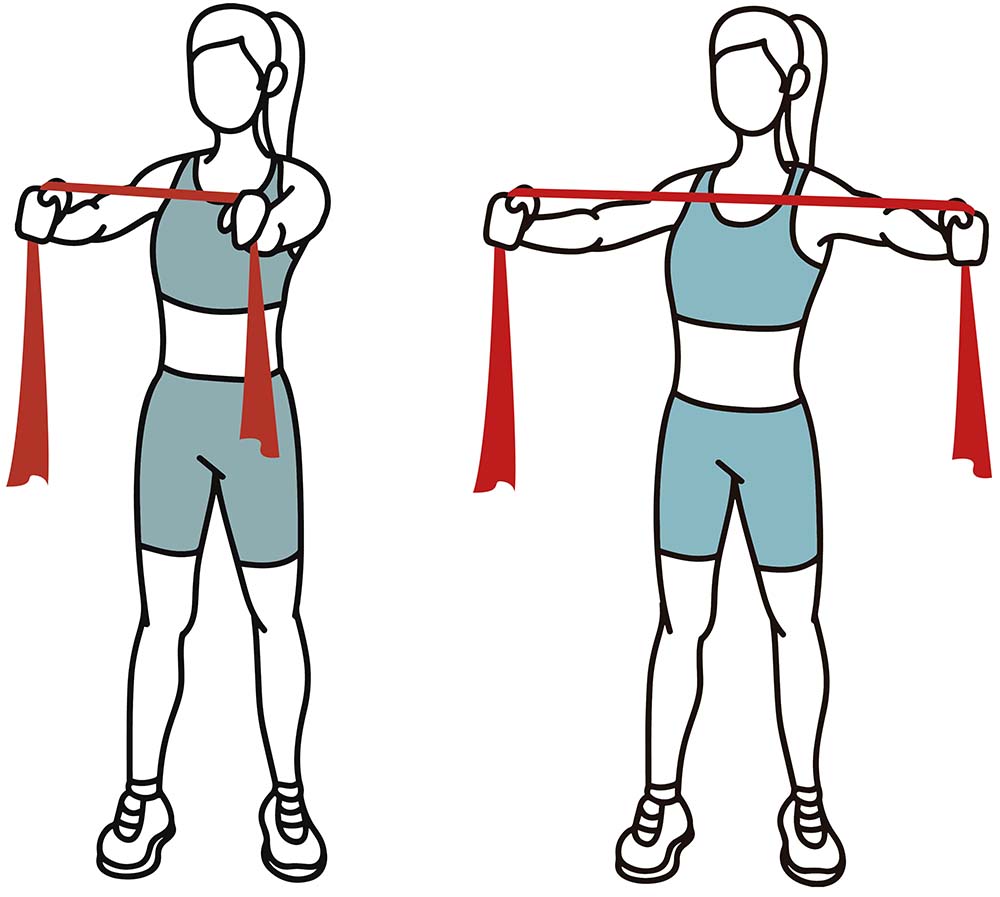 Exercices physio pour les épaules : extension horizontale des bras